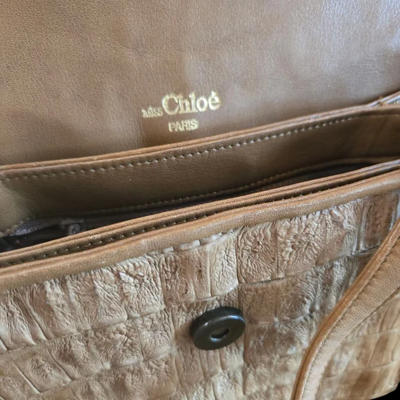 Authentic Chloe Croc-Embossed Brown Crossbody Bag - Picture 6 of 8